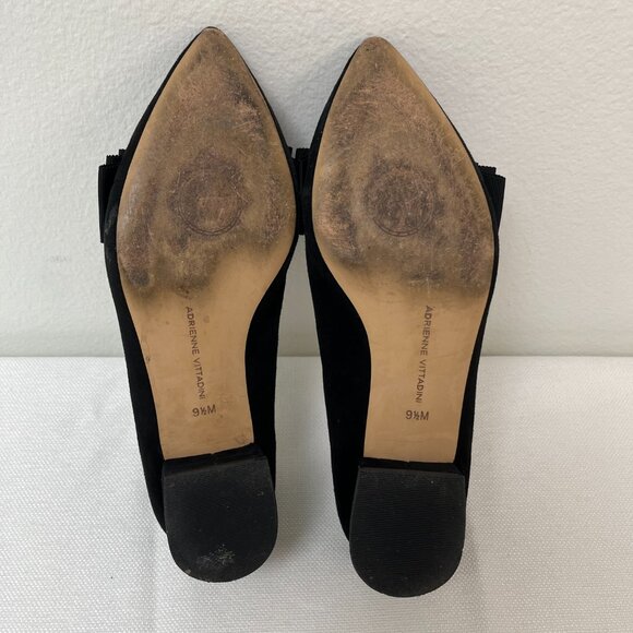 Adrienne Vittadini Pointed Toe Low Heel Black Suede Flat Ballet Ribbon Bow 9.5 - Picture 10 of 10